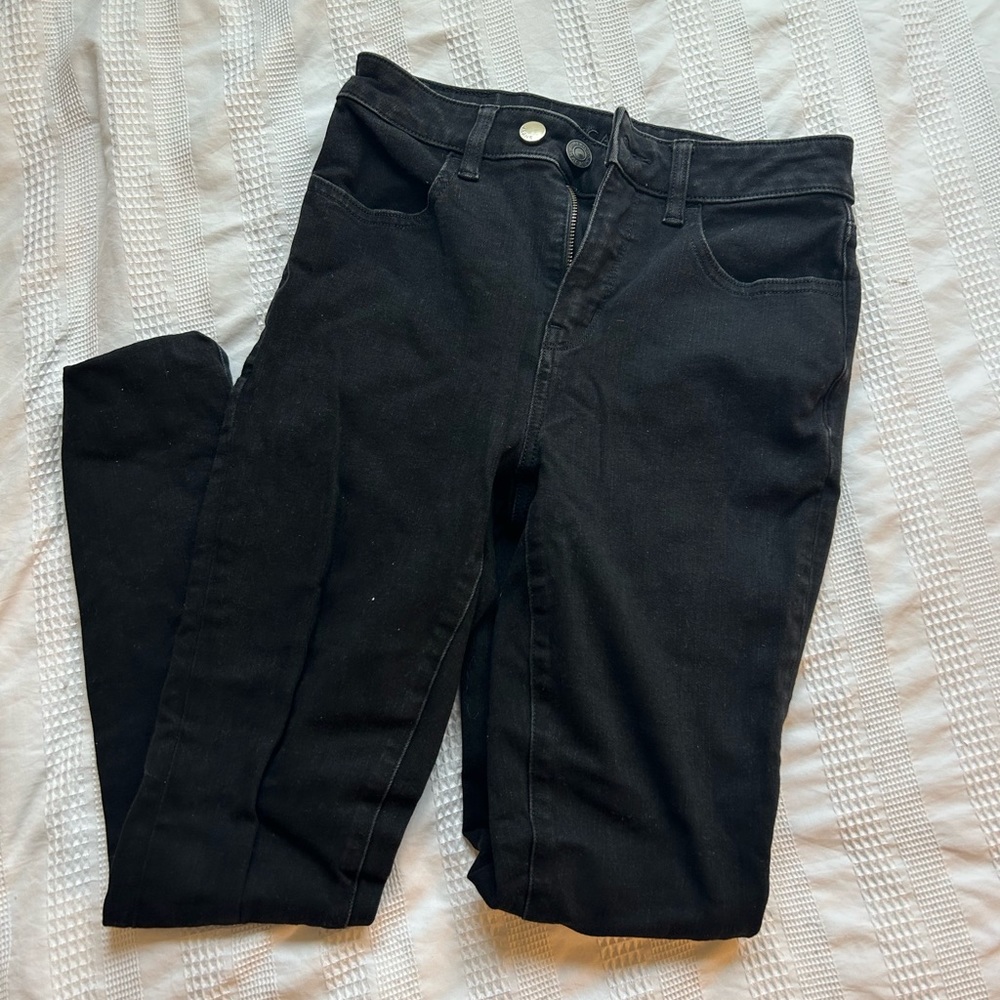 american eagle skinny black jeans, size 2